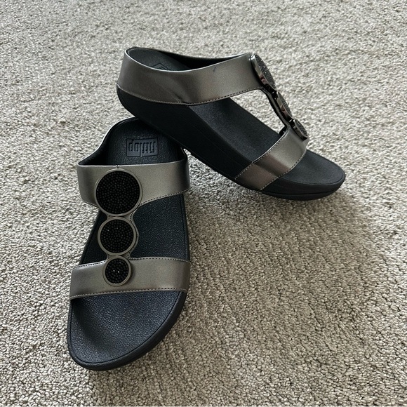Fitop HALO Bead-Circle Metallic H-Bar Slides - Pewter Black Size 6 - Picture 1 of 9